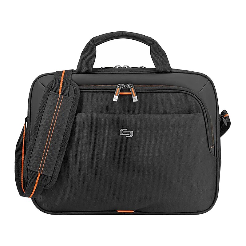 Solo ACE Laptop Briefcase, Black/Orange Polyester (UBN106-4) image 1