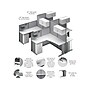 Bush Business Furniture Office in an Hour 63"H x 129"W 4 Person L-Shaped Cubicle Panel Workstation, Pure White (OIAH007WH)~#|#~DDAFE189-62C9-4369-809B0C517B249D40_sc7