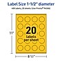 Avery Laser/Inkjet Round Multipurpose Labels, 1.5" Dia., Bright Yellow, 400/Pack (94506)~#|#~DDB29962-BF1B-4A29-861ED3081B78A7EA_sc7