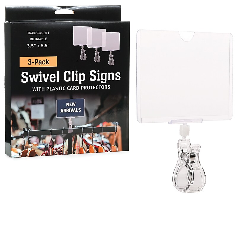 Global Printed Products Card Holder, 3.5" x 5.5", Clear Plastic, 3/Pack (CLIP-35X55) image 1