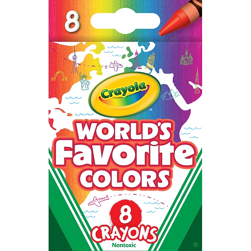 Crayola World's Favorite Color Crayon, Assorted Colors, 8/Pack (52-1553) image 1