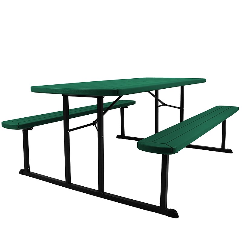National Public Seating BMPT Series 30" x 72" Heavy Duty Picnic Folding Table, Green (BMPT3072-BK06) image 1
