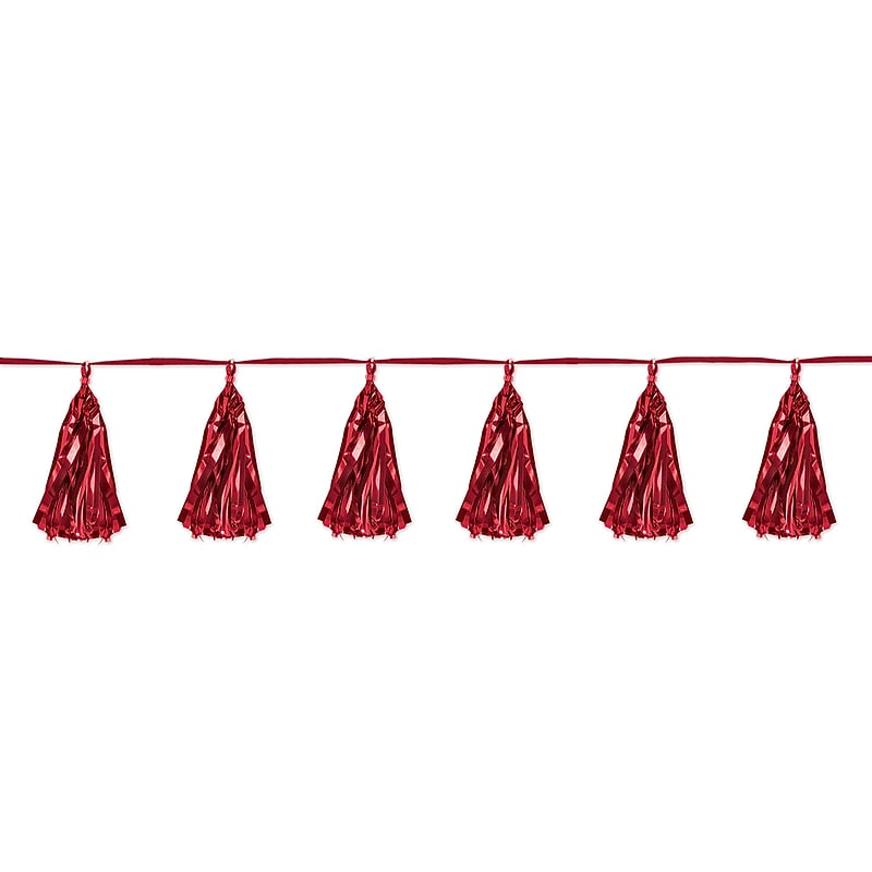 Beistle Metallic Tassel Garland, Red, 3/Pack (59927-R) image 1