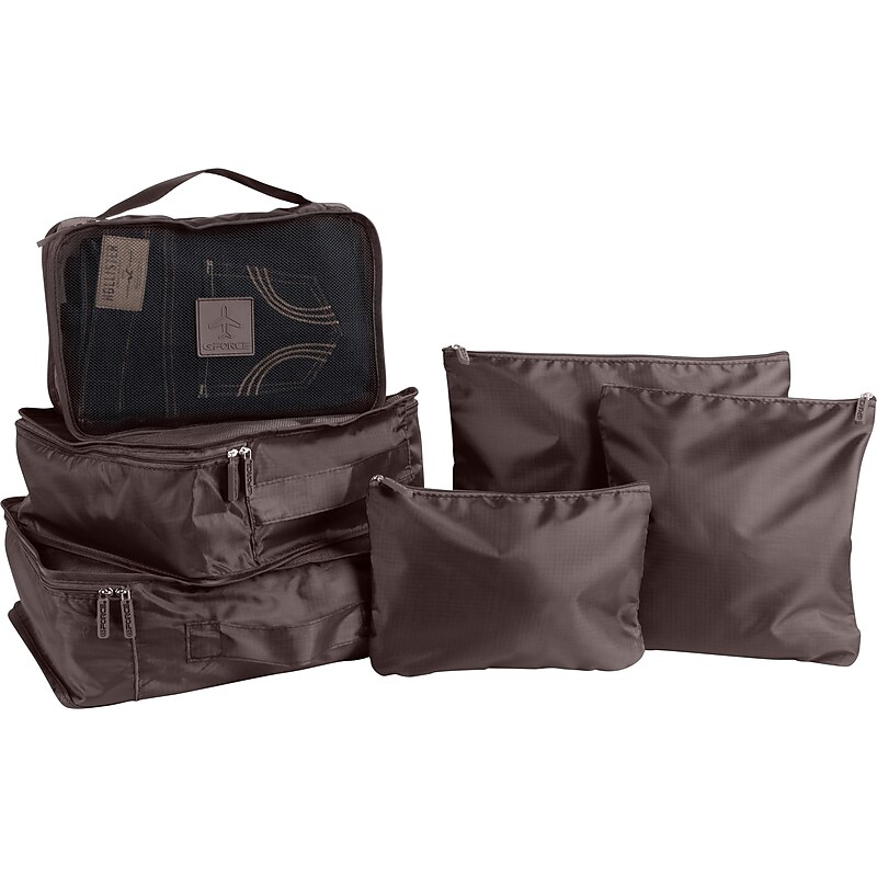 G Force 6-Piece Fabric Travel Pouch Set, Water Resistant, Espresso (27105-ESPRESSO) image 1