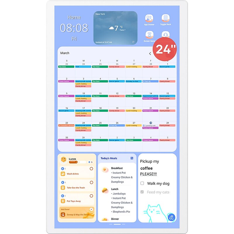 Cozyla Digital Family 24" Calendar+ Gen2, White  (CD-8R543F2) image 1