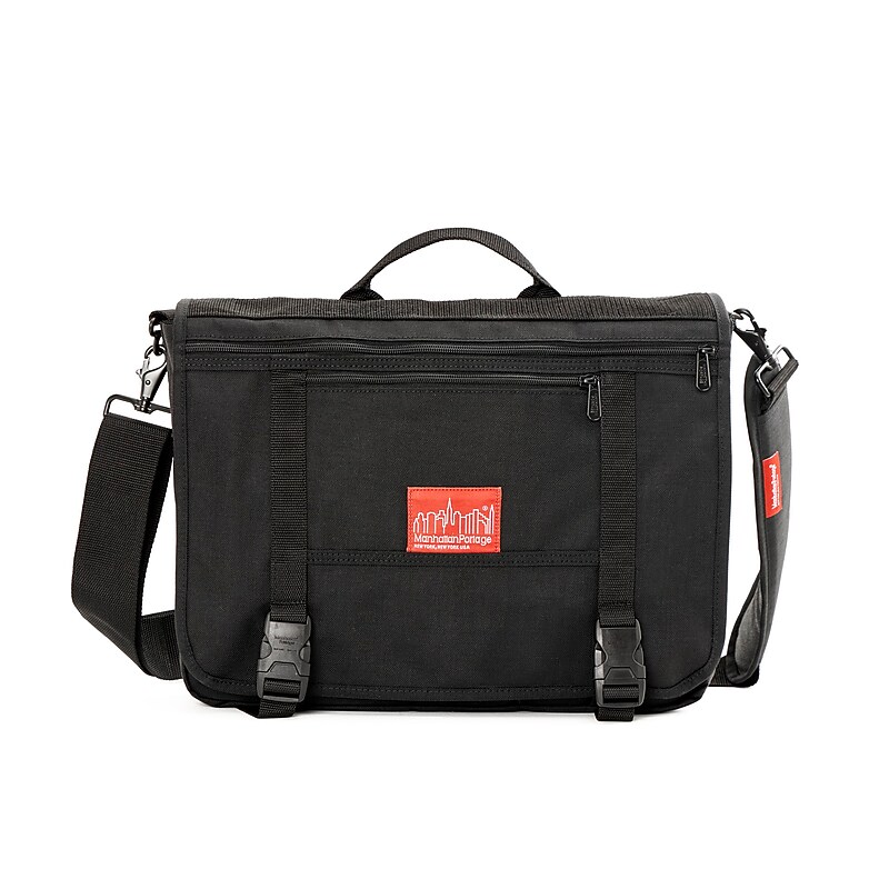 Manhattan Portage Red Lable Nylon Water Resistant Laptop Bag, Black (1444-2 BLK) image 1