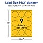 Avery Laser/Inkjet Round Scalloped Multipurpose Labels, 2.5" Dia., Bright Yellow, 720/Box (94516)~#|#~DDDE79B1-7814-4362-B1AB10501996A6A6_sc7