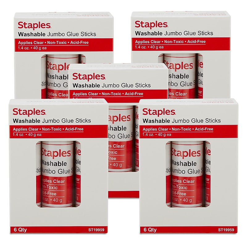 Staples® Jumbo Washable Glue Sticks, 1.4 oz., Clear, 30/Pack image 1