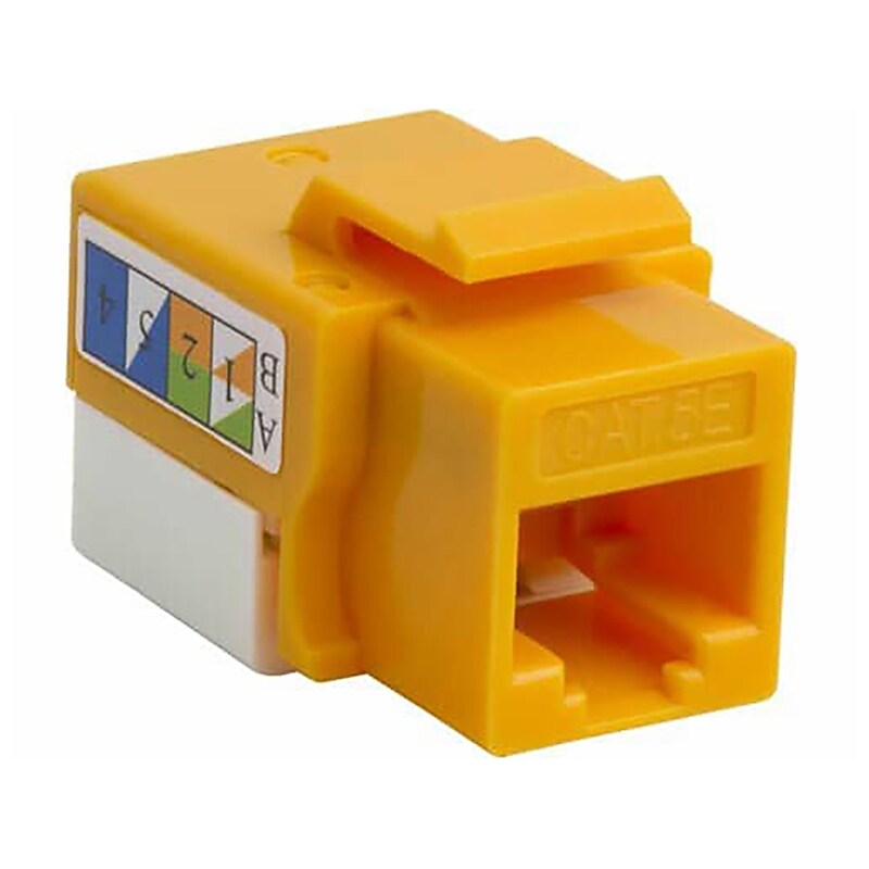 4XEM Cable Cat5e Keystone Jack, Yellow, 10/Pack (4XKJC5EYL10PK) image 1