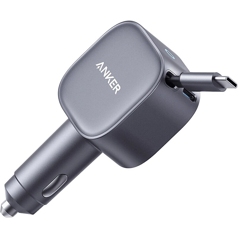 Anker Nano USB-C Car Charger with Built-In Retractable USB-C Cable, 75W (A2738HA1-1) image 1