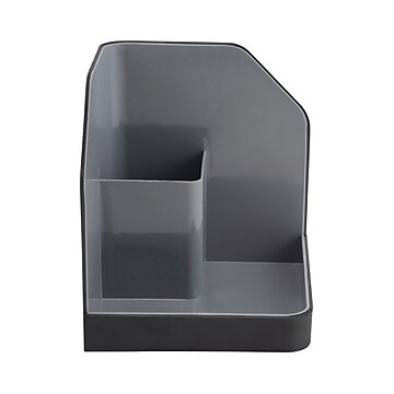 Advantus Fusion 2-Compartment Desk Organizer, Plastic, Black/Gray (38338)