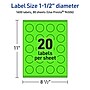 Avery Laser/Inkjet Multipurpose Circle Labels, 1.5" Dia., Neon Green, 1600/Box (94506)~#|#~DDFBB707-94F7-42EE-896B8588D24D2D6A_sc7