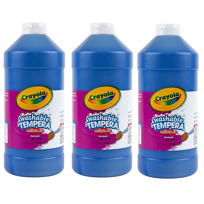 Crayola Artista II Washable Tempera Paint, Blue, 32 oz., 3/Bundle (BIN543132042-3) image 1