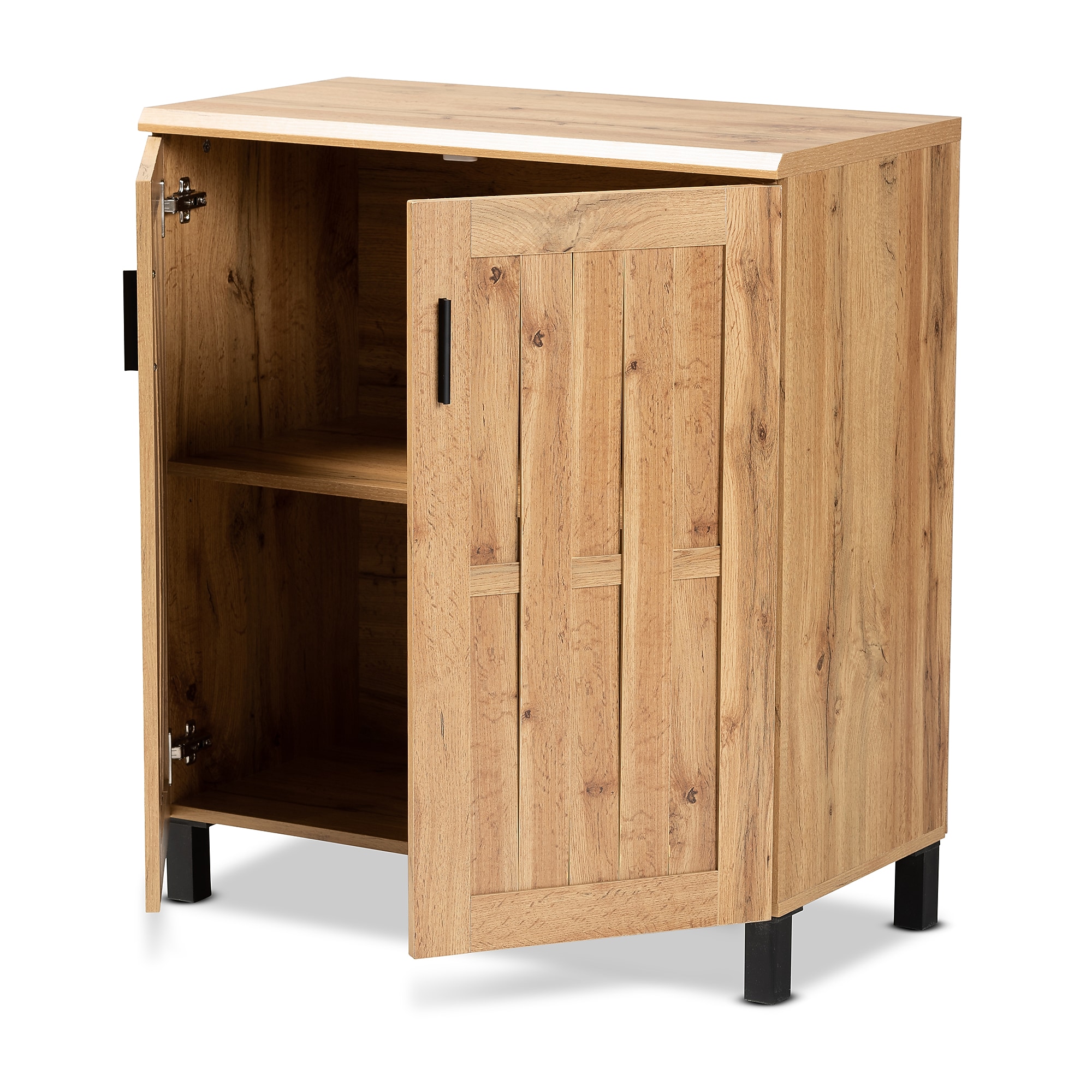Baxton Studio Excel 35″H Storage Cabinet, Oak Brown/Black (189-11995-HiT) Sansujyuku sansujyuku.com