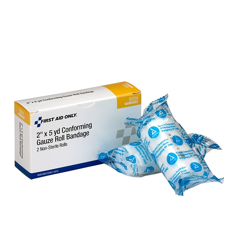 First Aid Only 2" 1 Ply Conforming Gauze Roll Bandage, 2/Box (B204) image 1
