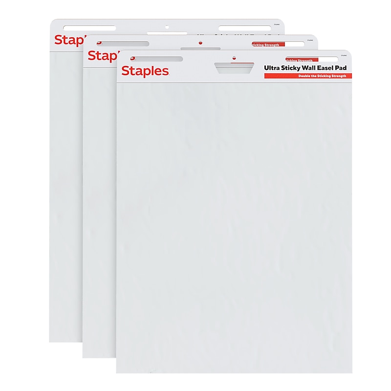 Staples Ultra Sticky Wall Easel Pad, 25" x 30", 20 Sheets/Pad, 3 Pads/Pack (ST62840) image 1