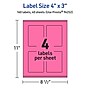 Avery Laser/Inkjet Rectangle Multipurpose Labels, 4" x 3", Bright Pink, 160/Pack (94252)~#|#~DE194362-AD3B-4C80-AB0F2B456BD5090D_sc7