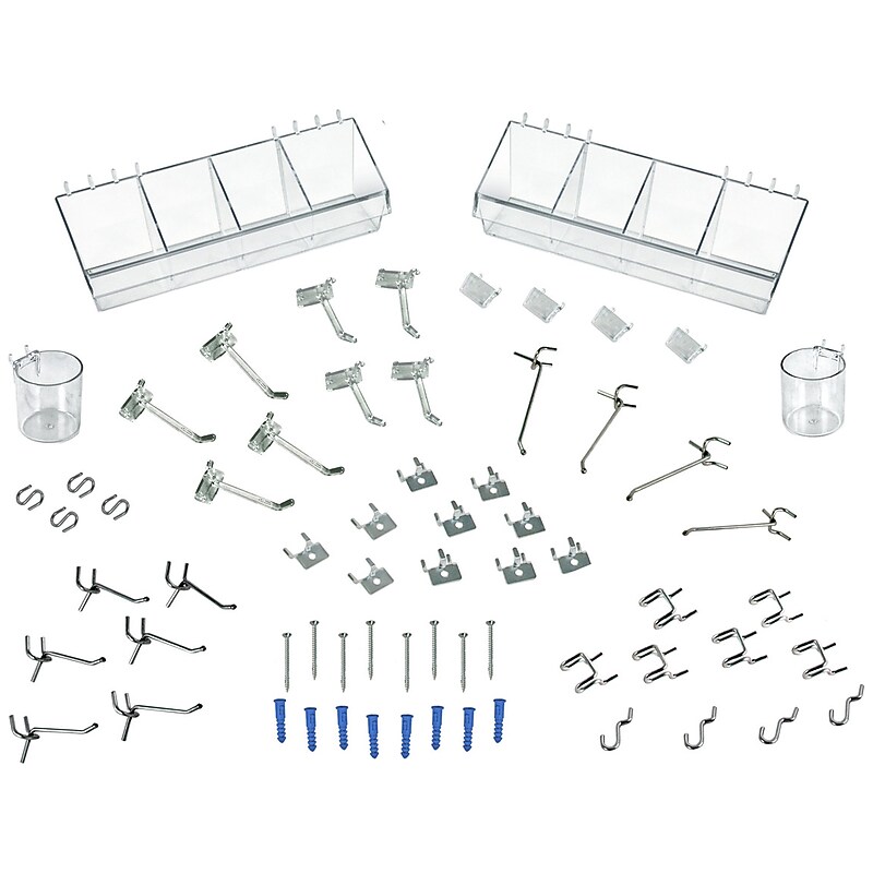 Azar 72-Piece Pegboard Organizer Accessory Kit, Clear/Silver, Each (900955) image 1