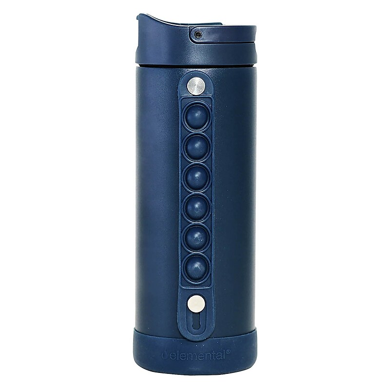 Elemental Iconic Pop Fidget Stainless Steel Triple Wall Insulated Water Bottle, 14 oz., Navy (EB14NB16P) image 1