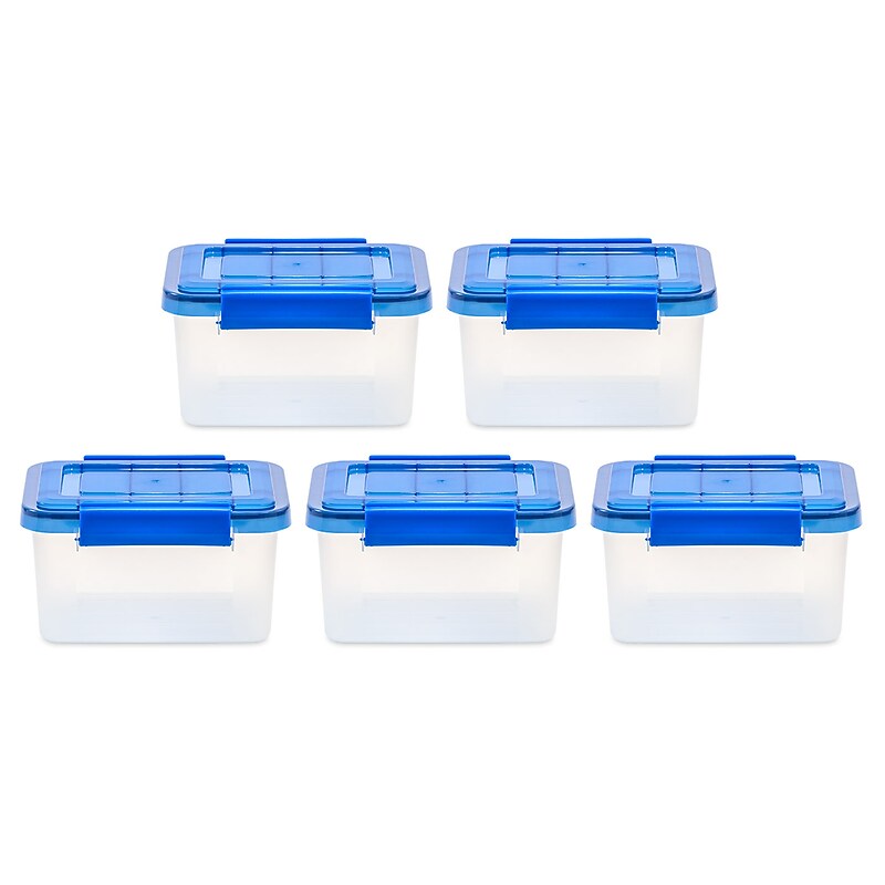 Iris 6.5 Quart Element Resistant Ultimate Clear Plastic Latching Storage Bin, Clear, 5/Pack (500136) image 1