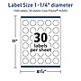 Avery TrueBlock Laser/Inkjet Circle Multipurpose Labels, 1.25" Dia., White, 1500/Box (94505)~#|#~DE2FEB51-B86F-4EEB-A87A5C498CC9D175_sc7