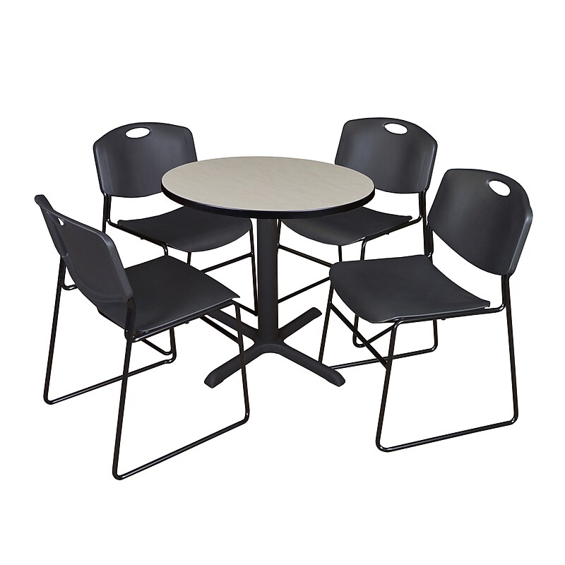 Regency 30-inch Round Table with 4 Chairs, Black (TB30RNDPL44BK) image 1