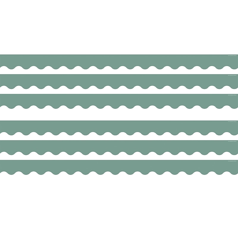 Teacher Created Resources Border Trim, 2.19" x 2.92', Retreat Green Scalloped, 12/Pack, 6 Packs/Bundle (TCR9244-6) image 1