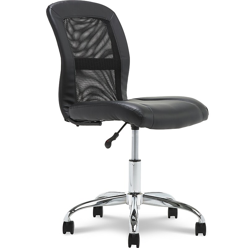 Serta Essentials Armless Ergonomic Bonded Leather/Mesh Swivel Task Chair, Black (48740) image 1