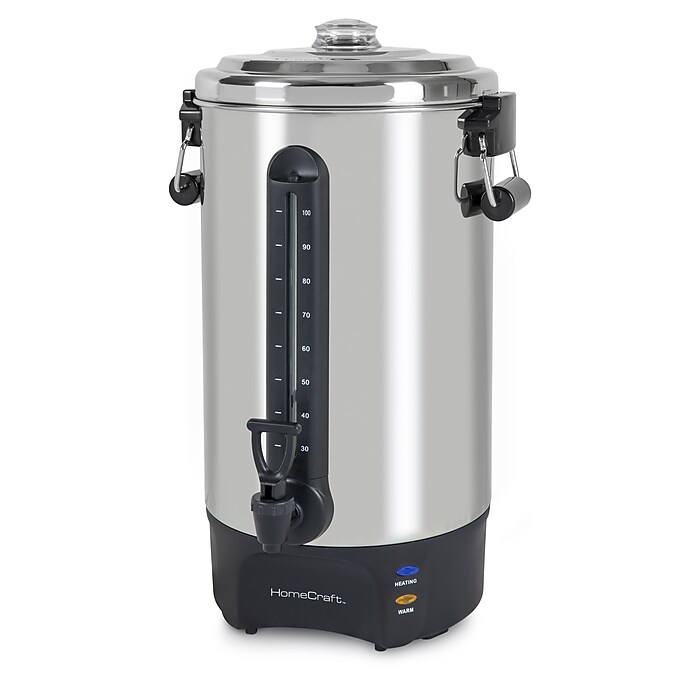 HomeCraft HCCU100SS 100-Cups Coffee Urn, Silver/Black | Staples