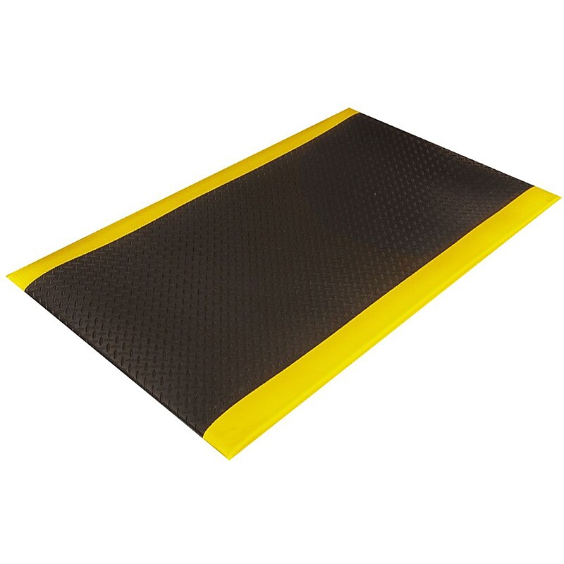 Crown Mats Wear-Bond Tuff-Spun Anti-Fatigue Mat, 24" x 36", Black/Yellow (WB 0023YD) image 1