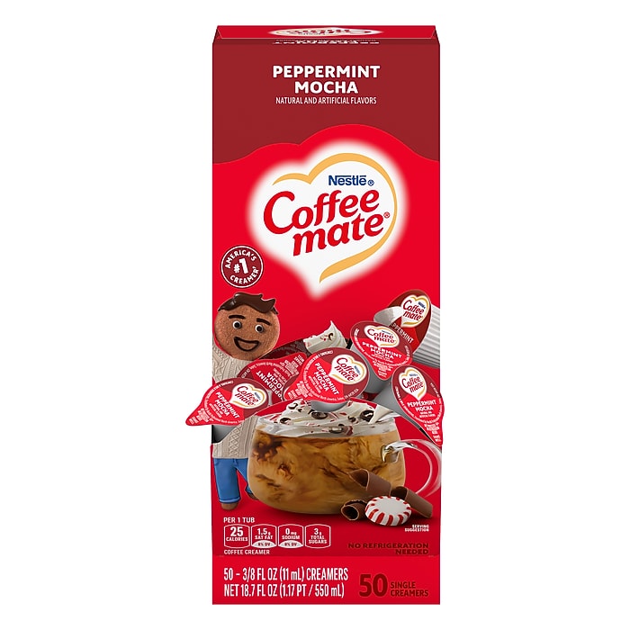 Coffee mate Peppermint Mocha Dairy Free Liquid Creamer, 50/Box