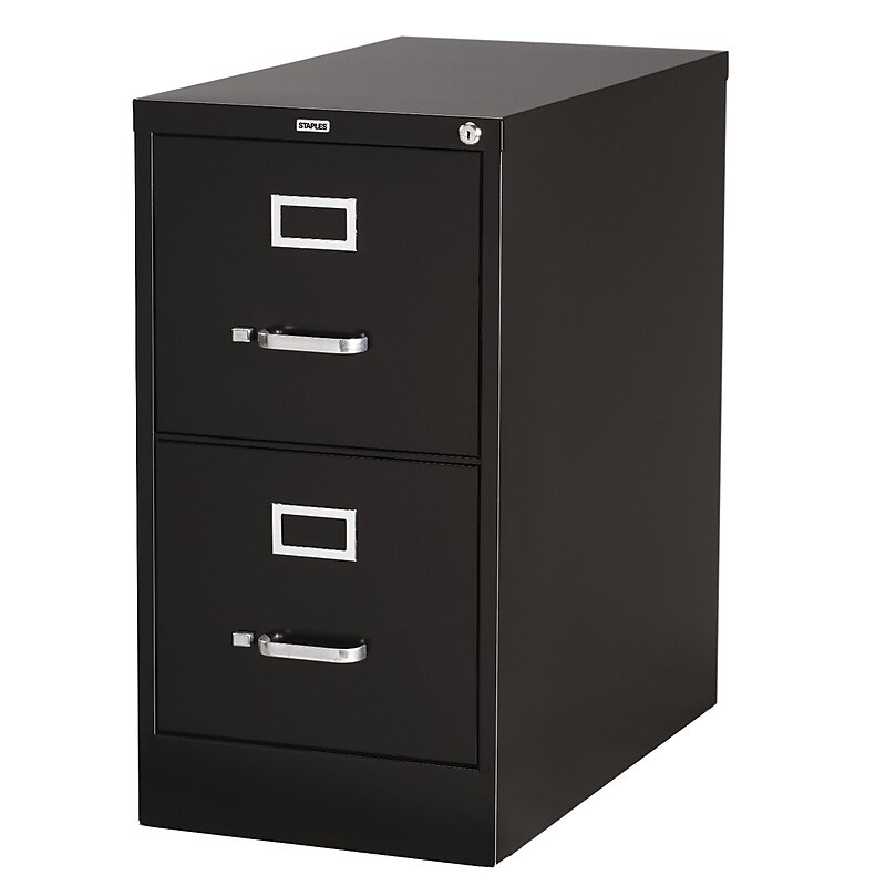 Staples 2-Drawer Vertical File Cabinet, Locking, Letter, Black, 26.5"D (28882D) image 1