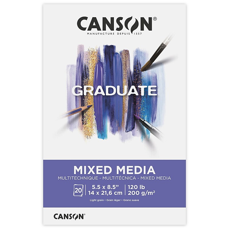 Canson Graduate 5.5" x 8.5" Mixed Media Pad, 20 Sheets/Book, 3/Bundle (MCX525008007-3) image 1
