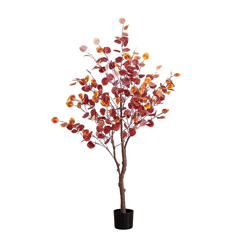 Nearly Natural 5' Pre-Lit Autumn Eucalyptus Artificial Fall Tree with 220 Warm White LED Lights (T4899) image 1