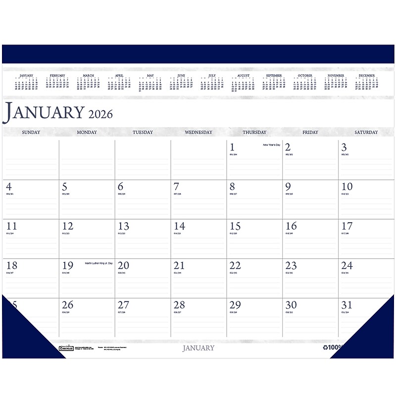 2026 House of Doolittle Economy 18.5" x 13" Monthly Desk Pad Calendar, Blue (1506-26) image 1