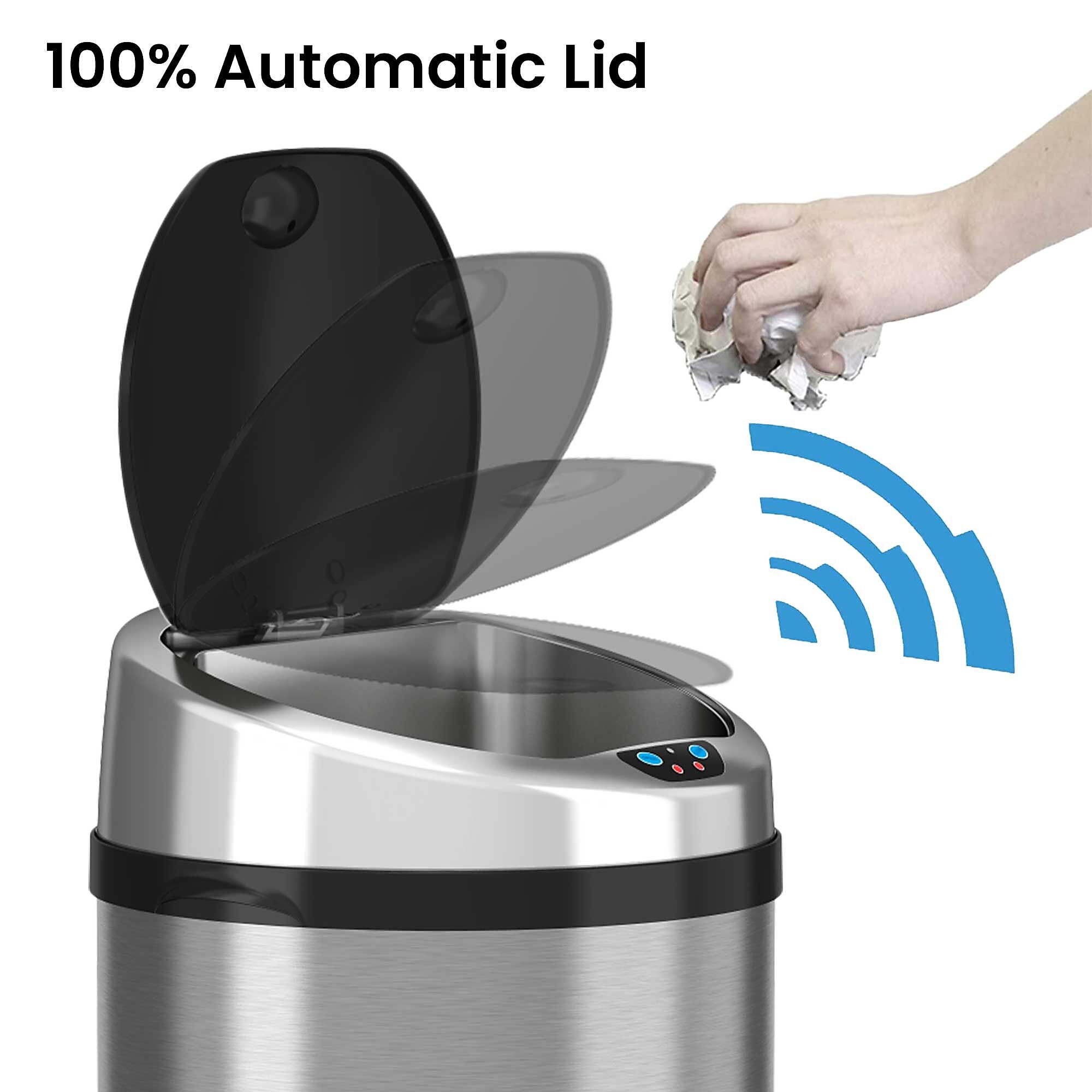 iTouchless Stainless Steel Round Sensor Trash Can with AbsorbX Odor Control System, 13 Gal., Silver (IT13RCB) Sansujyuku sansujyuku.com