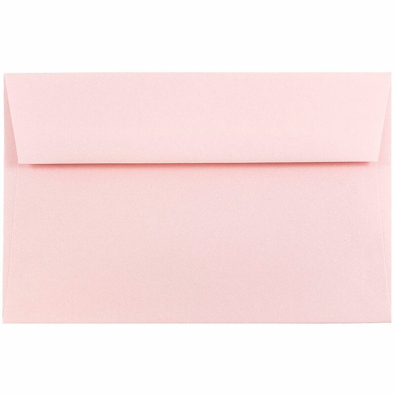 JAM Paper A9 Booklet Envelope 5 3/4" x 8 3/4", Baby Pink, 100/Pack (155698d) image 1