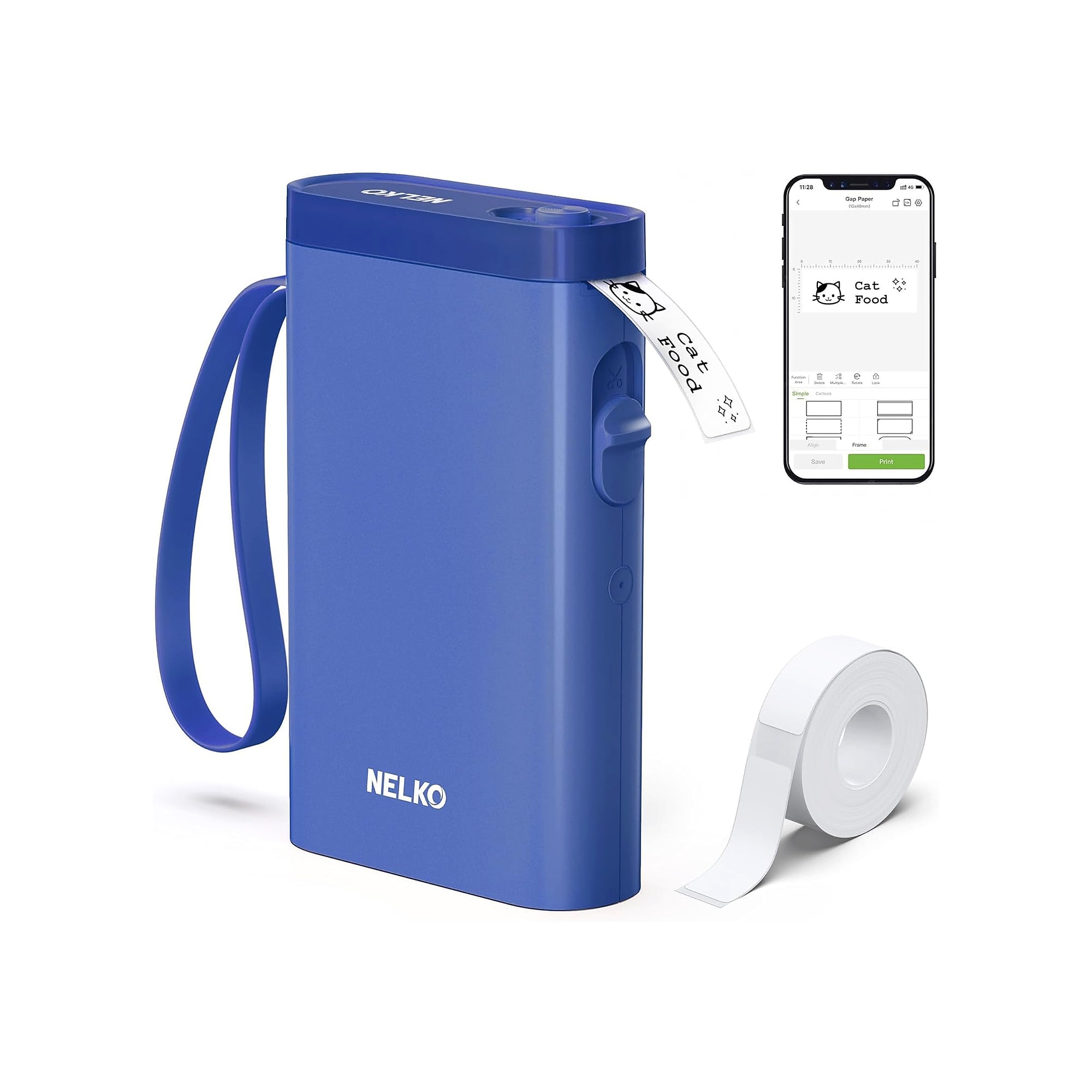Nelko P21 Portable Bluetooth Thermal Label Printer, Blue (P21DB-1440WH-1R) Sansujyuku sansujyuku.com