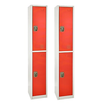AdirOffice 72'' 2-Tier Key Lock Red Steel Storage Locker, 2/Pack (629-202-RED-2PK)