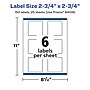 Avery Laser/Inkjet Square Waterproof Multipurpose Labels, 2.75"  x 2.75", White, 150/Pack (94109)~#|#~DEA86573-770F-40B3-83318F224E26D7CC_sc7