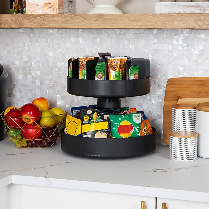 Mind Reader Plastic 2-Tier Snack Tray Carousel Countertop