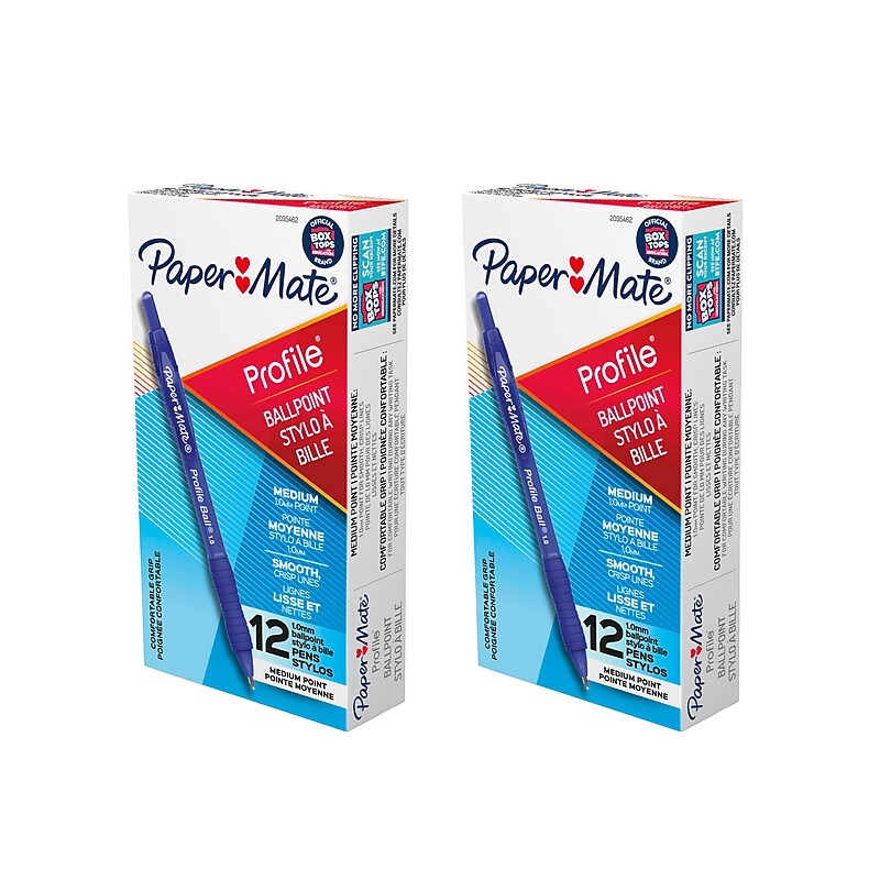 Paper Mate Profile Retractable Ballpoint Pen, Medium Point, Blue Ink, 24/Pack (2095462) image 1