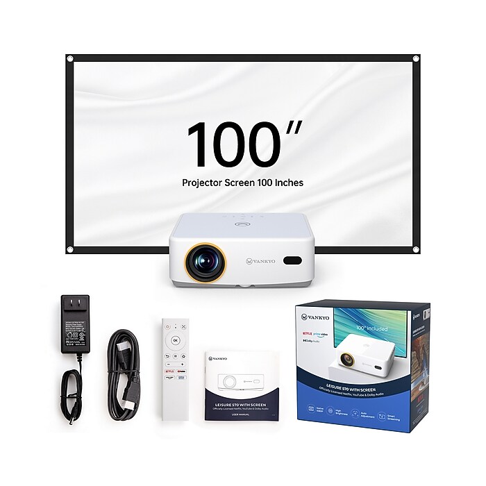 Vankyo Leisure 570 Projector with Screen (LS570B) | Staples