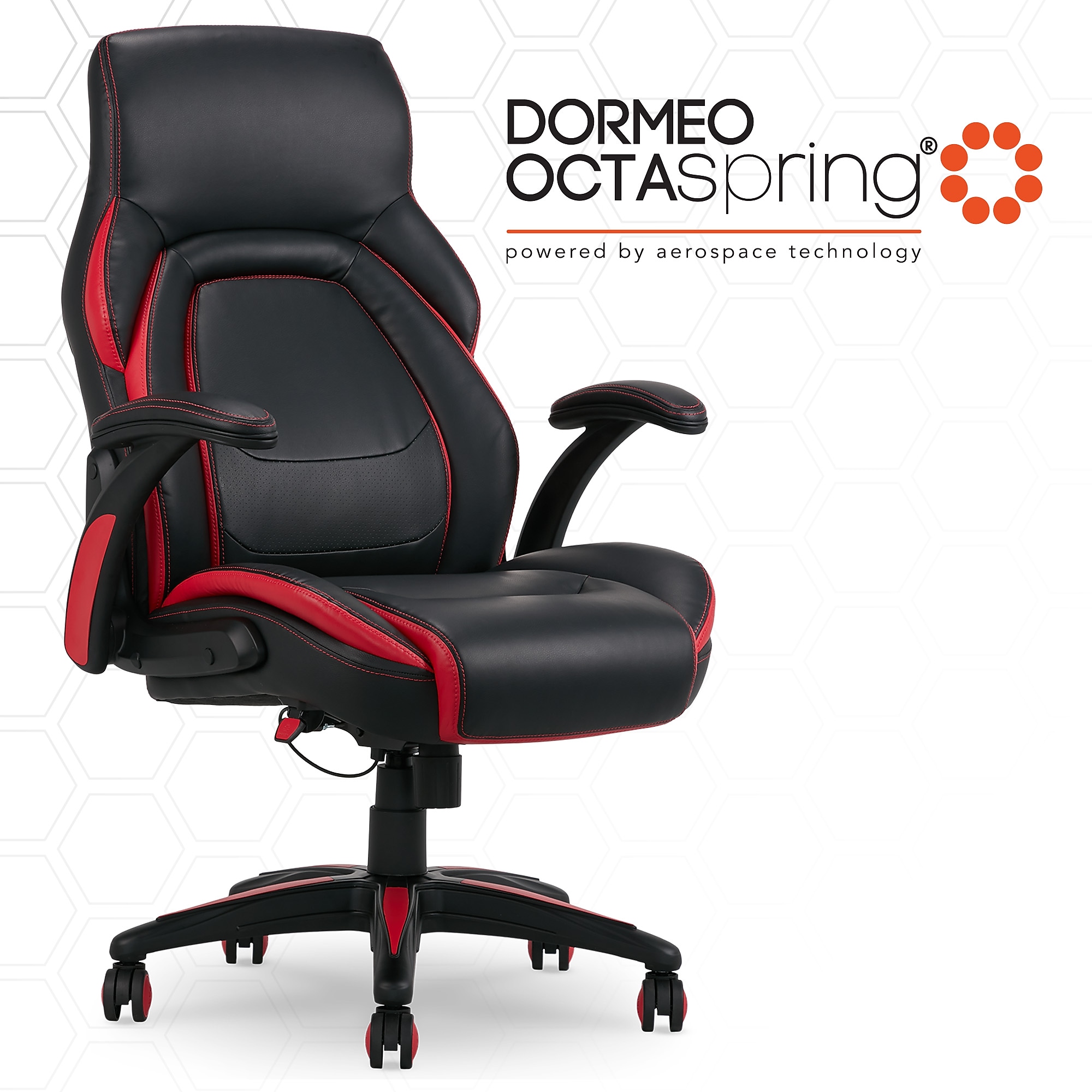 Dormeo Vantage Ergonomic Bonded Leather Swivel Manager Chair, Black/Red (60030-RED) Sansujyuku sansujyuku.com