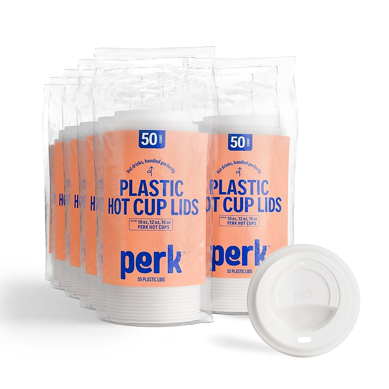 Perk™ Plastic Hot Cup Lid, 10/12/16 Oz., White, 500/Carton (PK54369CT) image 1