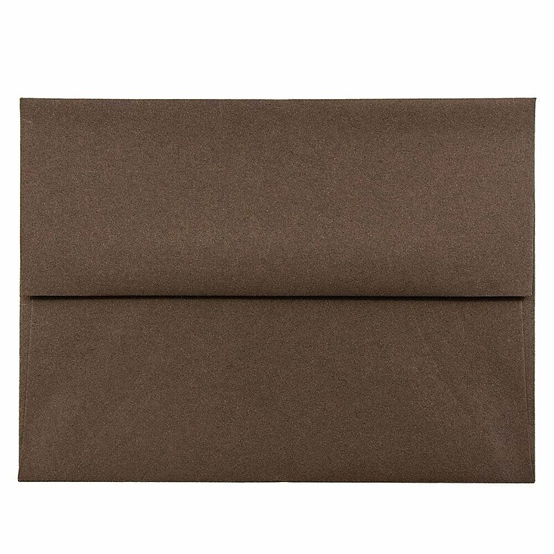 JAM Paper A2 Booklet Envelope 4 3/8" x 5 3/4", Chocolate Brown, 100/Pack (233709d) image 1