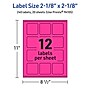 Avery Square Laser/Inkjet Multipurpose Labels, 2-1/8" x 2-1/8", Neon Magenta (240/Pack)~#|#~DEC2EBCB-54A2-42FA-BCBF167D6FE29ABE_sc7