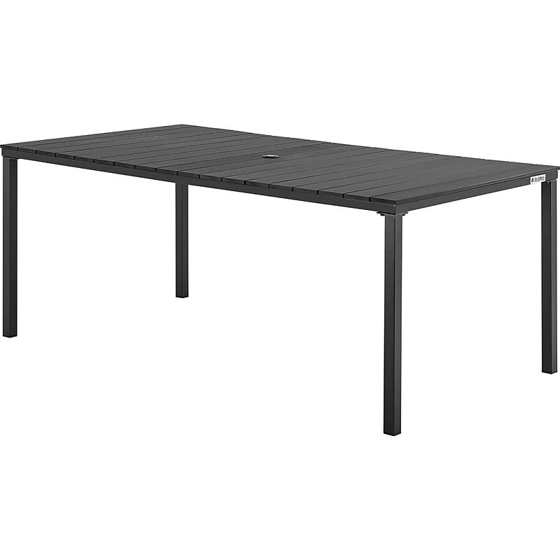 Global Industrial 70" Rectangular Resin Outdoor Dining Table, Black (436984BK) image 1