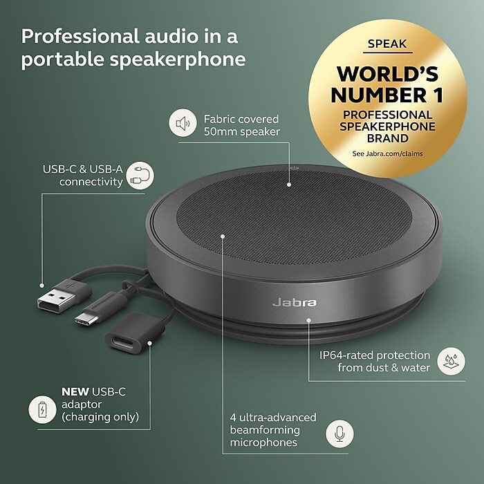 Jabra Speak2 75 UC Speakerphone, 2025 Edition, Certified for Zoom