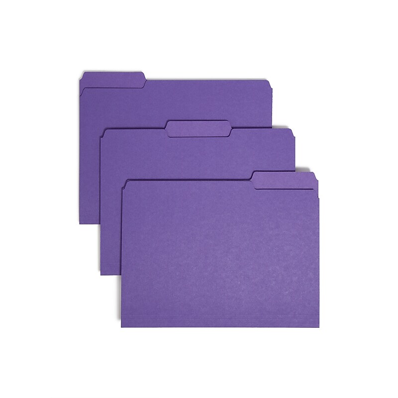 Universal Interior File Folders, 1/3-Cut Tab, Letter Size, Violet, 100/Box (10283) image 1